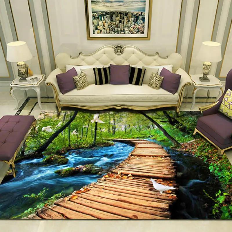 Forest Natural Landscape Carpet Floor Mat Home Decoration Living Room Luxury Lake Non-Slip Bedroom Bedside Table Area Carpets