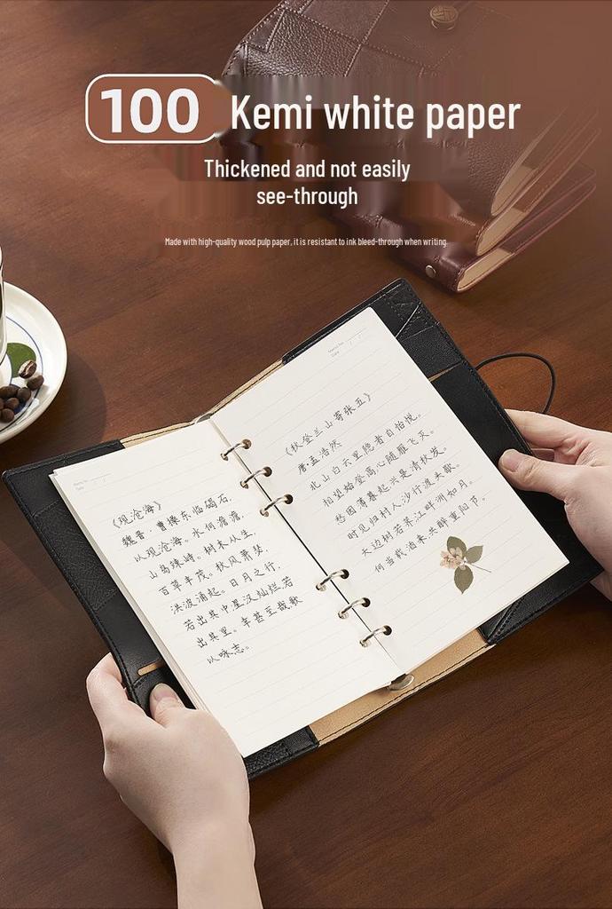 High-Grade A6 Soft Leather Portable Loose-Leaf Notebook & Customizable Retro Diary