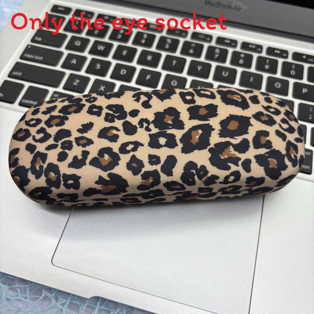 Leopard Print Metal Glasses Case With Flip Cover For Travel And Daily Use