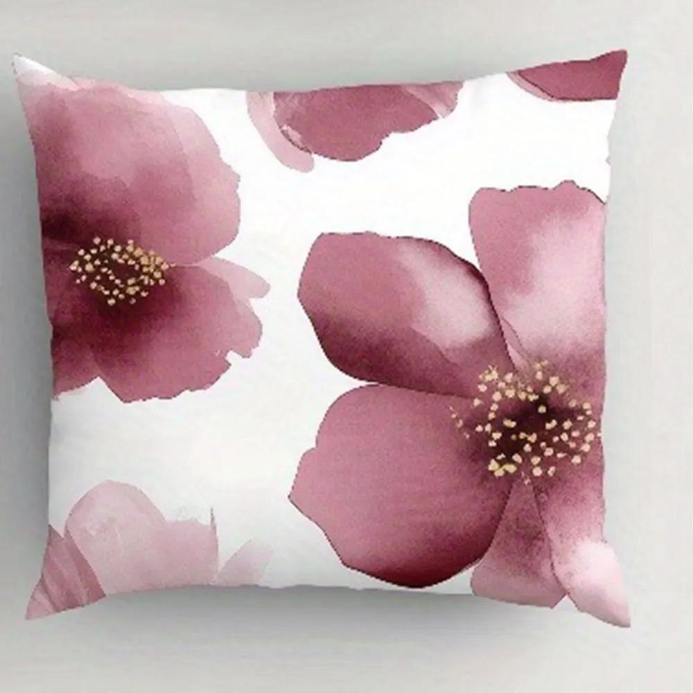 Home Decorative Pillowcase Pink Flower Pattern Bedroom Living Room Sofa Decorative Cushion Cover