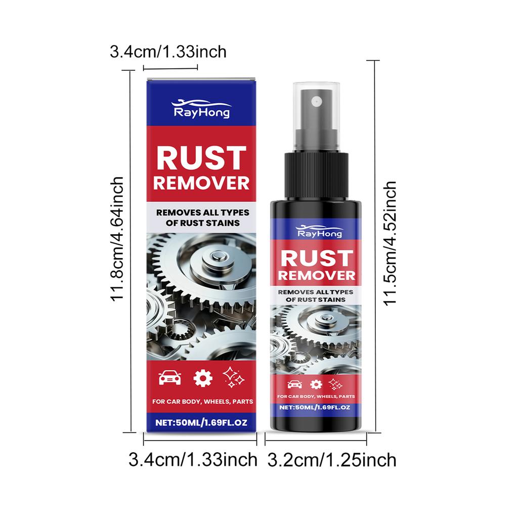 Car Rust Remover Auto Polishing Cleaner Metal Derusting & Cleaning Spray for Car Wheels & Household Appliances 50ml