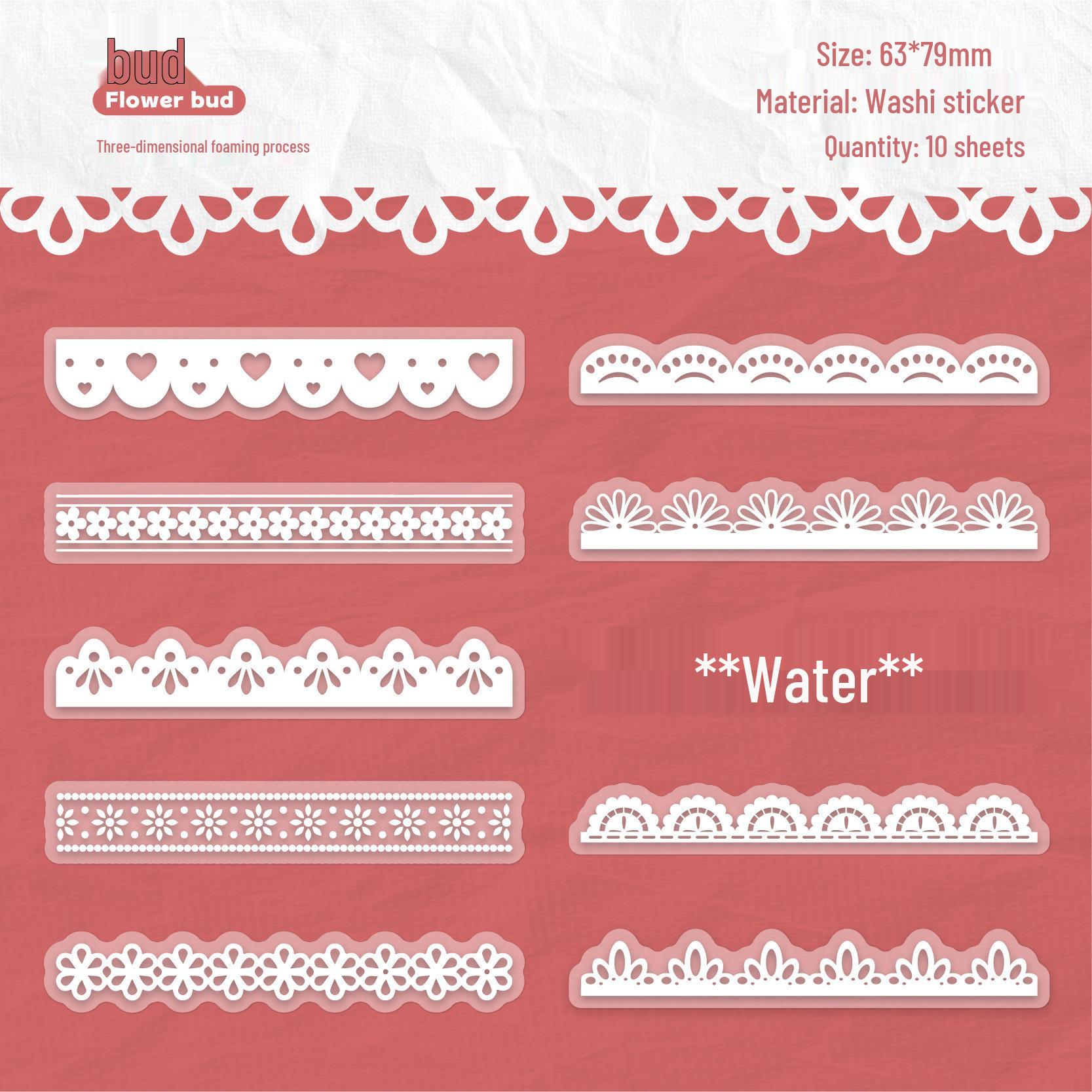 Vintage Lace Retro Story Foaming & Paper Sticker Pack - White Mist Series (10 Sheets)