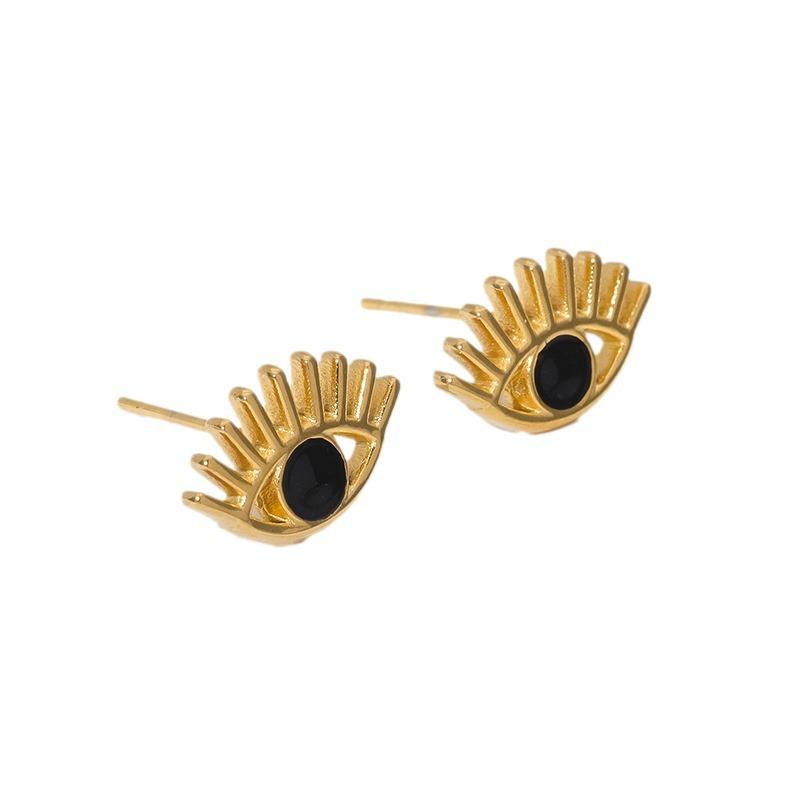 Stainless Steel Hypoallergenic Minimalist INS Design Sense Devil's Eye Stud Earrings Eye Elements Personality Niche 18K Gold