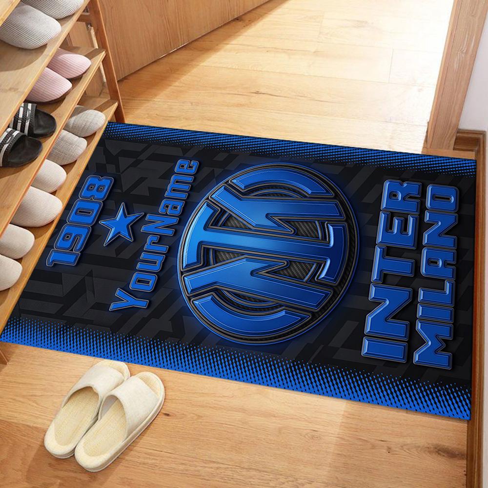 Inter Milan Customize Text Area Rug Design for Balcony Dining Room Foyer Entryway Antislip Carpet Anime Office Decor Birthday/Christmas Gift