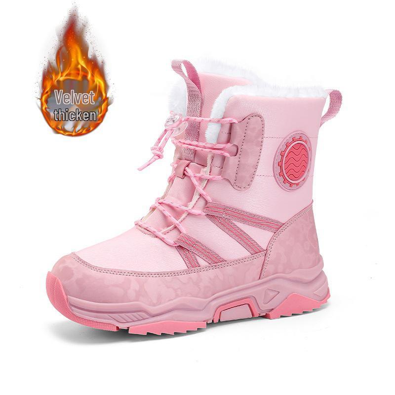 Girls' Pink Winter Snow Boots: Non-Slip, Warm, Fashionable, Perfect for Older Kids