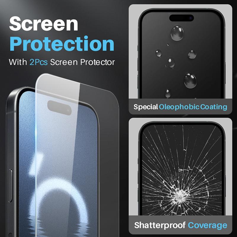 NORTHJO 5 In 1 For iPhone 16 Pro Max Case Clear PC+TPU Phone Cover with 2 Screen Film,2 Lens Film