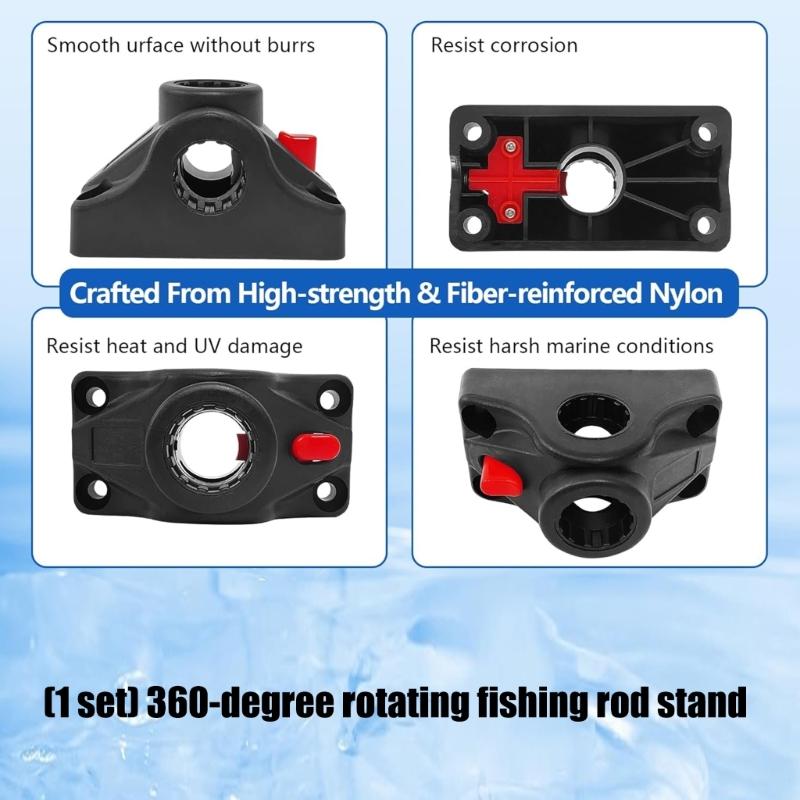 360 Degree Rotating Fishing Rod Holder Kayak Boats Fishing Fix Poles Mount Base Outdoor Fishing Equipment Enduring