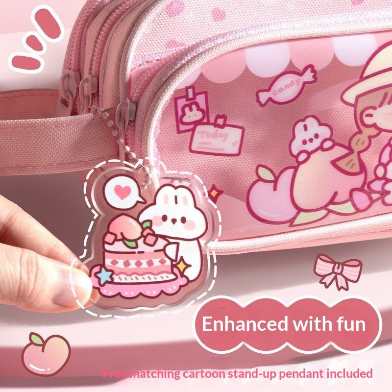 Sevimli Kawaii Kalemlik Büyük Kapasiteli Çok Bölmeli Öğrenciler İçin Okul Kırtasiye Saklama
