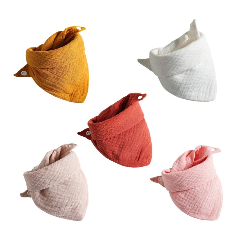 5Pcs Baby Feeding Drool Bibs Saliva Towel for TRIANGLE Scarf Bandana Soft Cotton Bib Adjustable  Button Burp Cloth for Boys