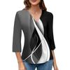 Women's V-neck Gradient Print Three-quarter Sleeve Fashion Top