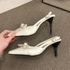Beige Pointed Head Light Mouth Bow Single Shoes Tide Korean Version Popular Temperament High Heels Women's Autumn