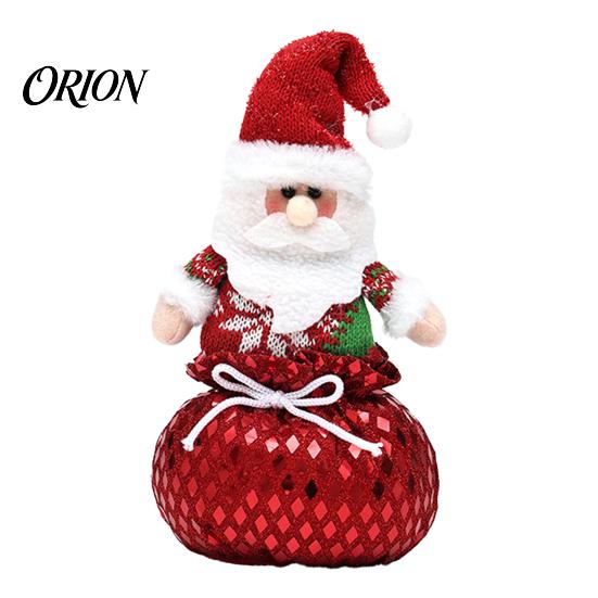 Festive Table Centerpieces Sequins Christmas Santa Claus/Snowman/Elk Ornaments with Candies Storage Pocket, Plush Claus Red or Green Figures