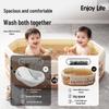 Eco-Friendly Portable Folding Baby Bathtub: Thick, Insulated, Large Sit & Lie Design with Quick Open, No Installation Required, Cartoon Patterned.