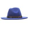 Four seasons flat woolen top hat, metal leopard print belt, big-brimmed felt hat, plain weave top hat