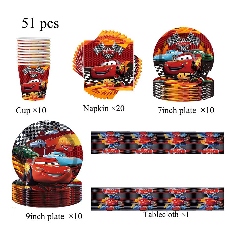 Decorazioni per Festa di Compleanno di Saetta McQueen Cars Bicchieri di Carta Piatti Bomboniere Sacchetti Regalo Souvenir Adesivi Braccialetti Portachiavi