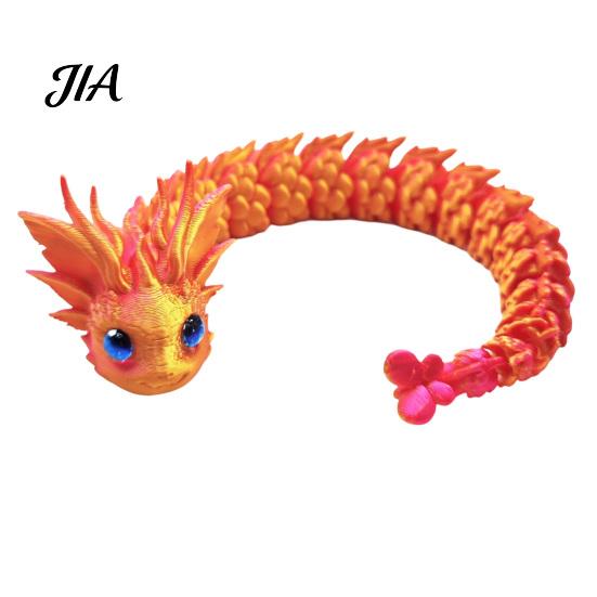Kawaii Cherry Blossom Decor 3D Printed Articulated Dragon Fidget Toy, Cute Ornaments, Desk Toys for Anxiety Relief Stress Toy Adults, Fantasy