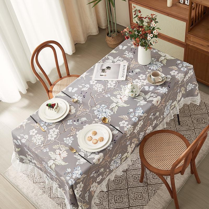 Față de masă American Country Retro cu margine din dantelă, pictură în ulei, pentru mese de cafea și de dining