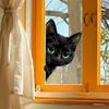 Realistic Black Cat Peeking Through Window Static Cling Glass Sticker Cute Healing Home Decor