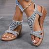 fashion Shoes for Women 2024 Plus Size Basic Women's Sandals Casual Daily Sandals Women Crystal Elastic Band Wedge Fashion Shoes Female