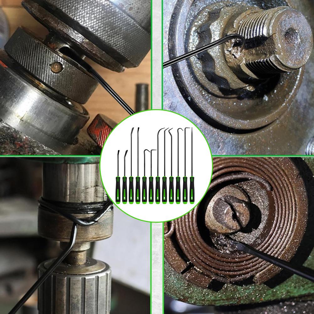 12 Pcs Precision Car Oil Seal Screwdriver Set O Gasket Puller Removal Tool Pick Hook Tool Green Hook Auto Repair