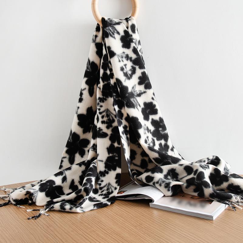 

Rose Print Cashmere Thickened Scarf Women s Fashion Versatile Shawl Scarf 65*180cm