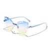 New children's gradual change cat's eye frameless sunglasses girls personality street concave shape essential sunshade sunglasses