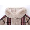 Faux Rabbit Fur Capes Coats Women Plaid Poncho Jackets Tassel Hooded Batwing Sleeves Open Stitch Loose Casual Autumn Winter