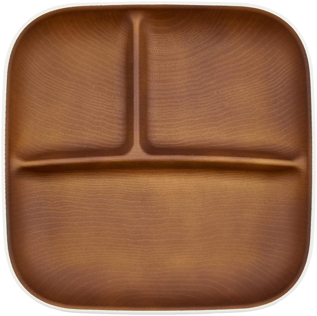 Masakazu Showa Issoecco Divided Wood Grain Single Clean Microwave and Dishwasher Made In Tableware for Outdoor Product 4967863 Plate, Resin, Square,