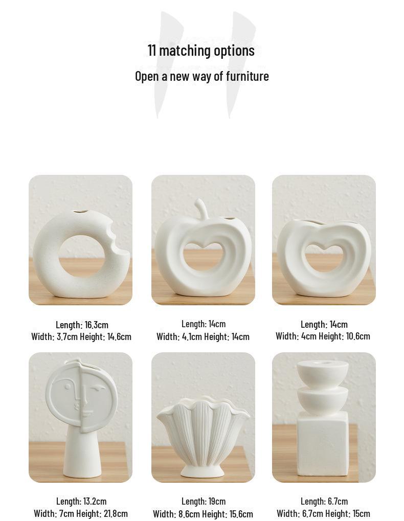 Nordic Cream Style Ceramic Vase - Unique Shape for High-Grade Home Decor