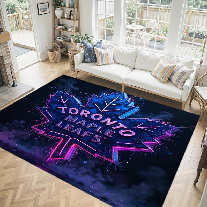Toronto Maple Leafs Design Crystal Velvet Carpet Cozy Non?Slip Printed Rug For Bedroom Living Room Entrance