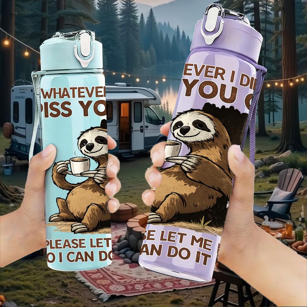 1PC Grumpy Bear Funny Sarcastic Quote 750ml Color Plastic Sports Water Bottle Leakproof Flip Straw Lid Suitable for Sports Office Home Use
