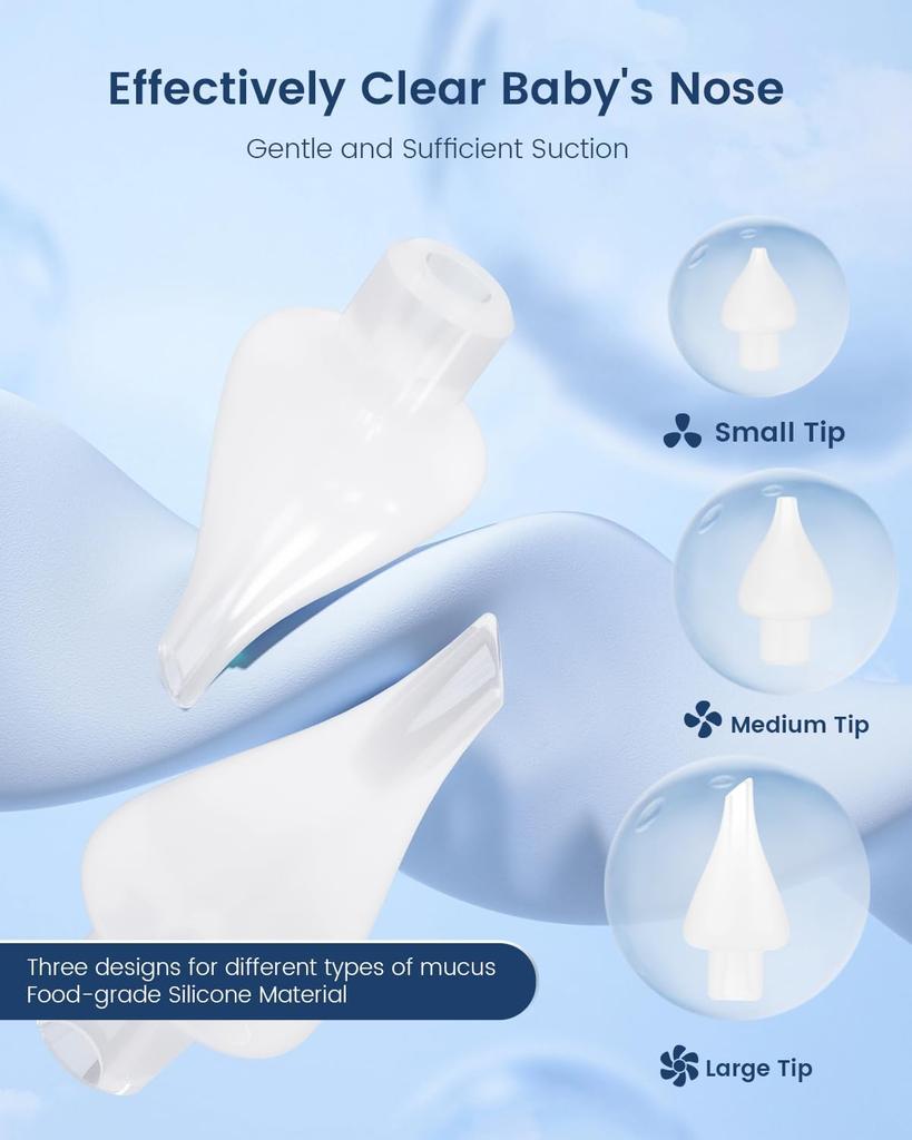Electric Baby Nasal Aspirator with 3 Tips 9 Suction Levels, Nose Suction for Babies Toddler Infant Adult