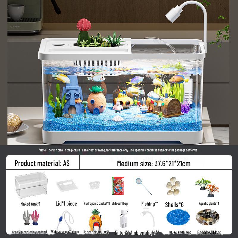 Acuario de Peces Betta de Alta Definición con Filtro y Oxigenador Integrados para Decoración de Sala de Estar