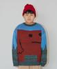 GROUNDWORK Square Man Knit Sweater / Blue-Brown Mix