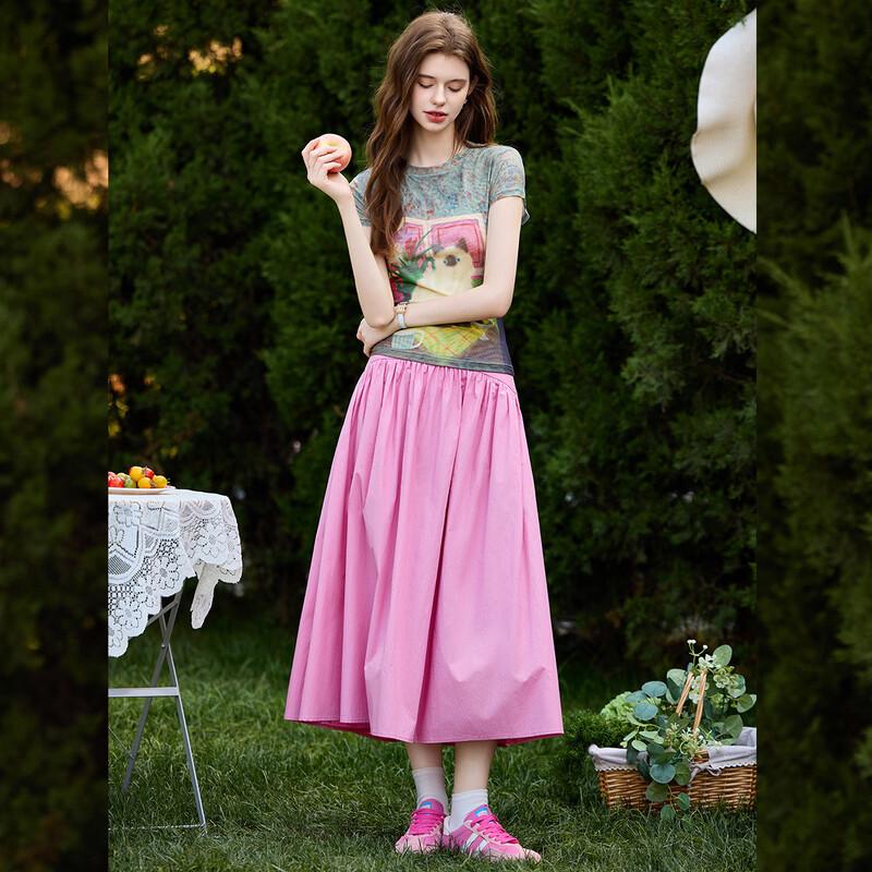 Women's Floral Print Short Sleeve Round Neck T-Shirt