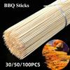 50/100PCS 30CM Disposable Wooden Grill Grilling Bbq Tools Outdoor Cooking BBQ Sticks Bamboo Skewers Barbecue Tools Fruit Sticks