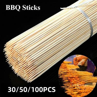 50/100 PIÈCES 30CM Jetables Bois Grillades Barbecue Outils Cuisson Extérieure Brochettes Bambou Outils Barbecue Brochettes Fruits