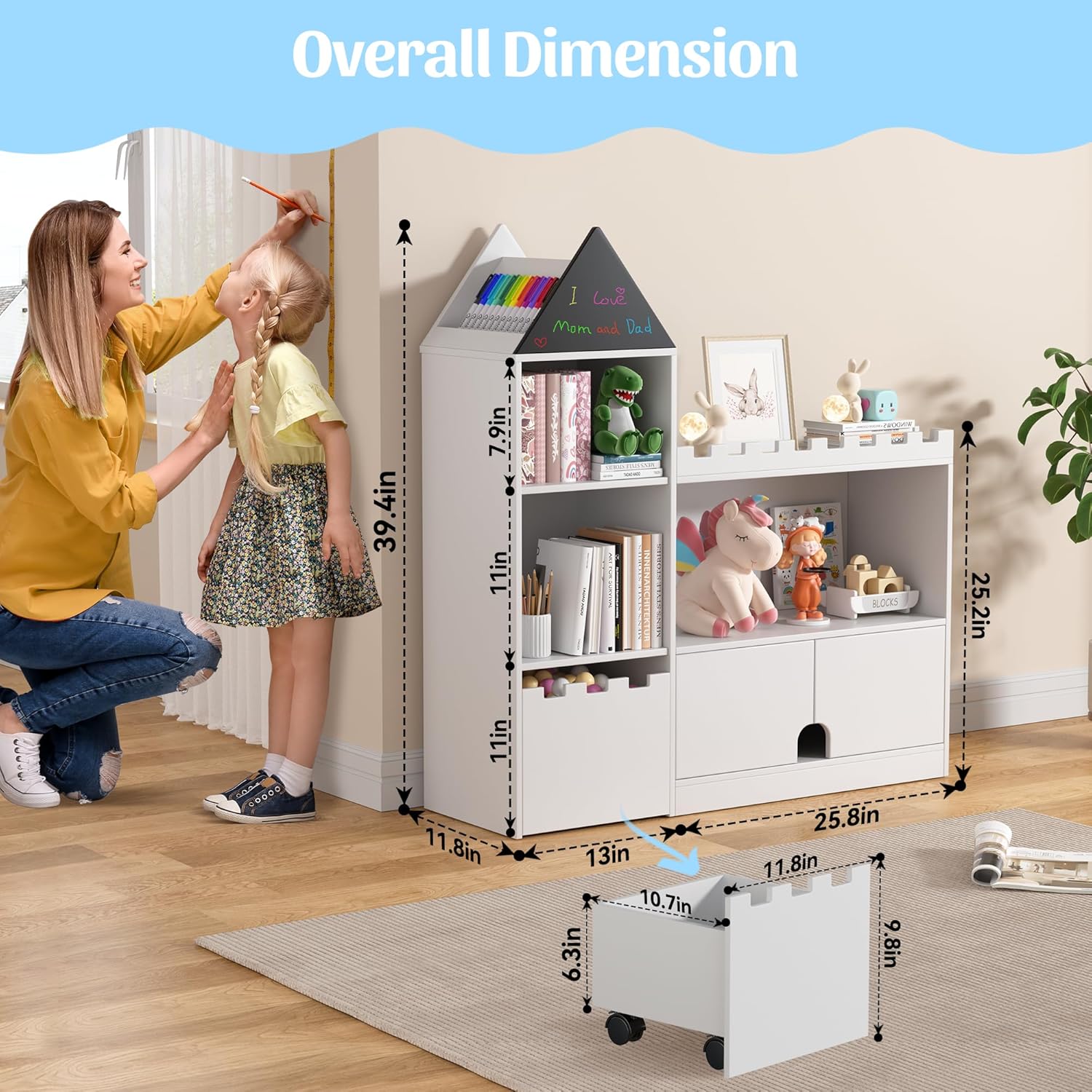 

Органайзер для хранения игрушек, Деревянный детский книжный шкаф в виде замка, Детский книжный шкаф с 6 ячейками, Монтессори полка для книг для детской, игровой комнаты, гостиной [Размер: белый