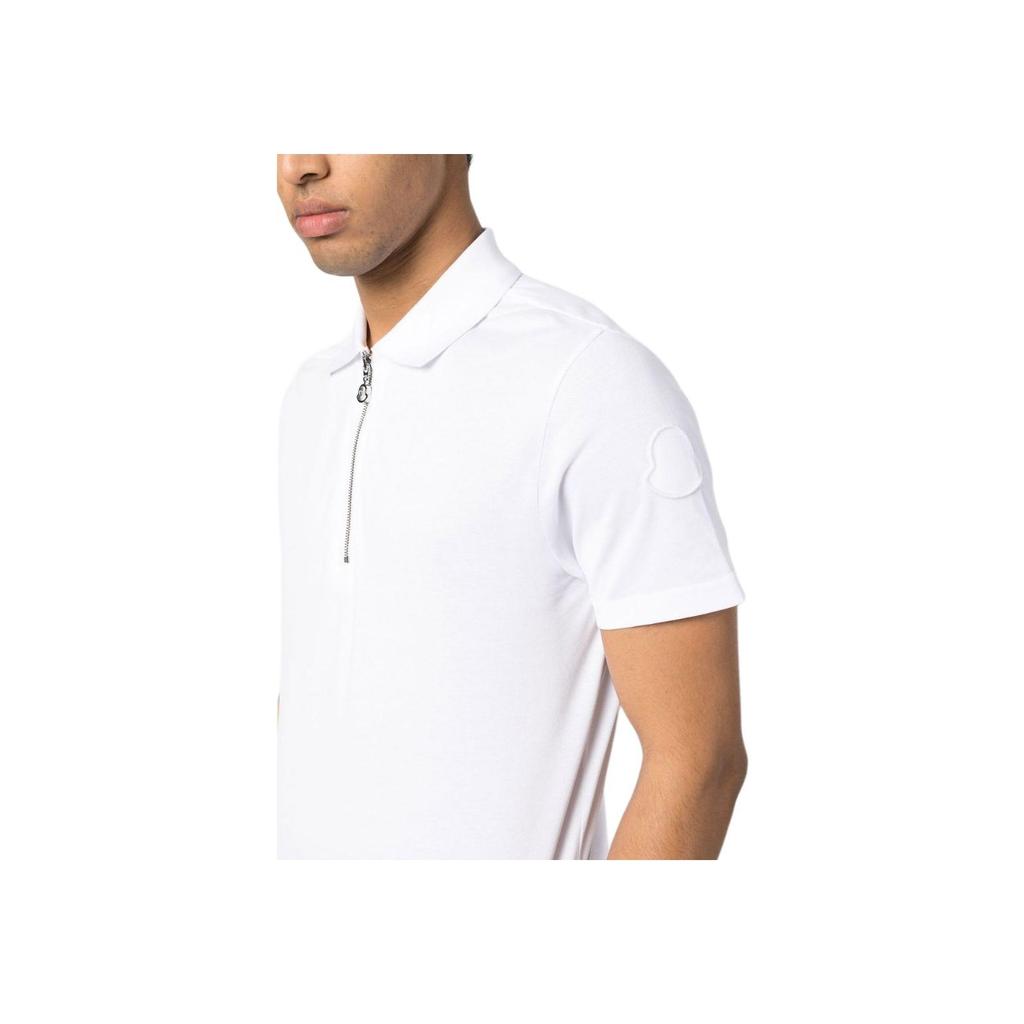 Moncler Monochrome Half-Zip Fitted Short Sleeve Polo Shirt Men tops White I10918A00008899P0001