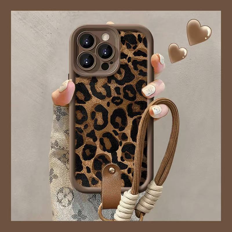 Leopard Print Hand Rope Is Suitable for Iphone17pro Mobile Phone Case Apple 15 Anti-drop 14 Women 16promax New Model X