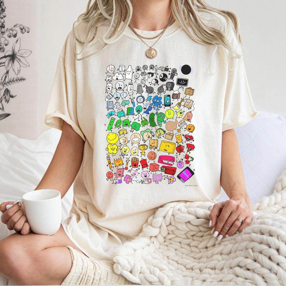 

Bfdi Inanimate Insanity Characters Tshirt Clothing Graphic Short Sleeve Shirt Women AllSeason Black Casual Crew Neck Tee 4XL