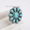 Handmade Kingman Turquoise Cluster Ring: Sterling Silver Multi Stone Ring