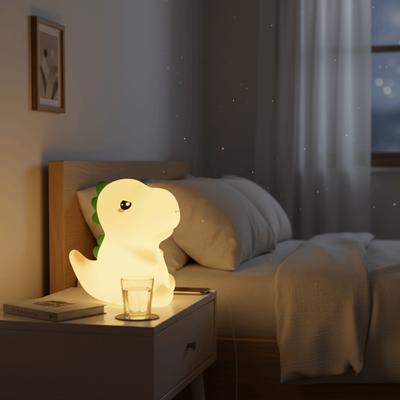 Portable Dinosaur Shape Silicone Night Light USB Charging Cartoon Touch Sensor Lamp Rechargeable Soft LED Night Lamp Decor