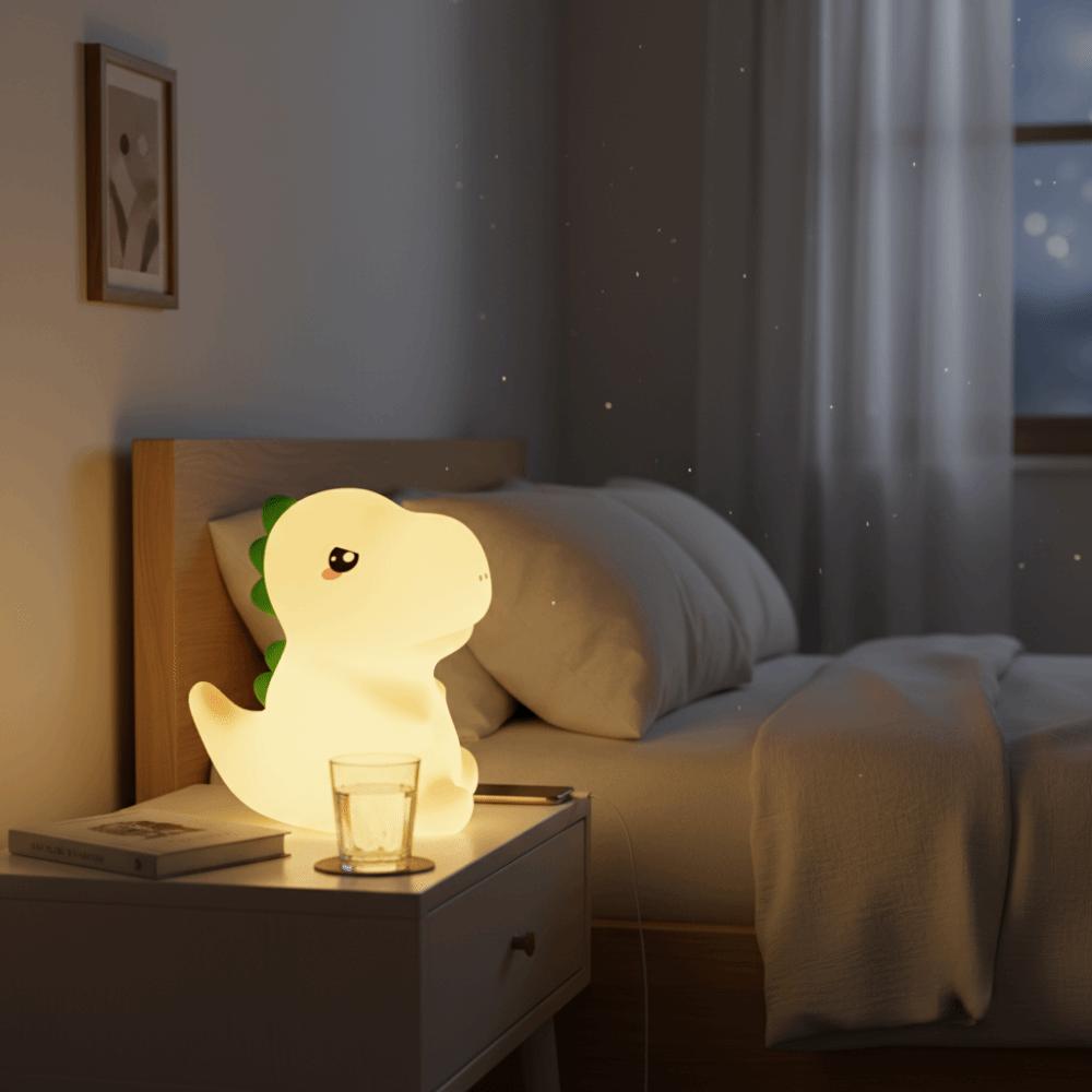 USB Charging Silicone Night Light Dinosaur Shape Dimmable Lamp Cute LED Night Lamp  Bedside