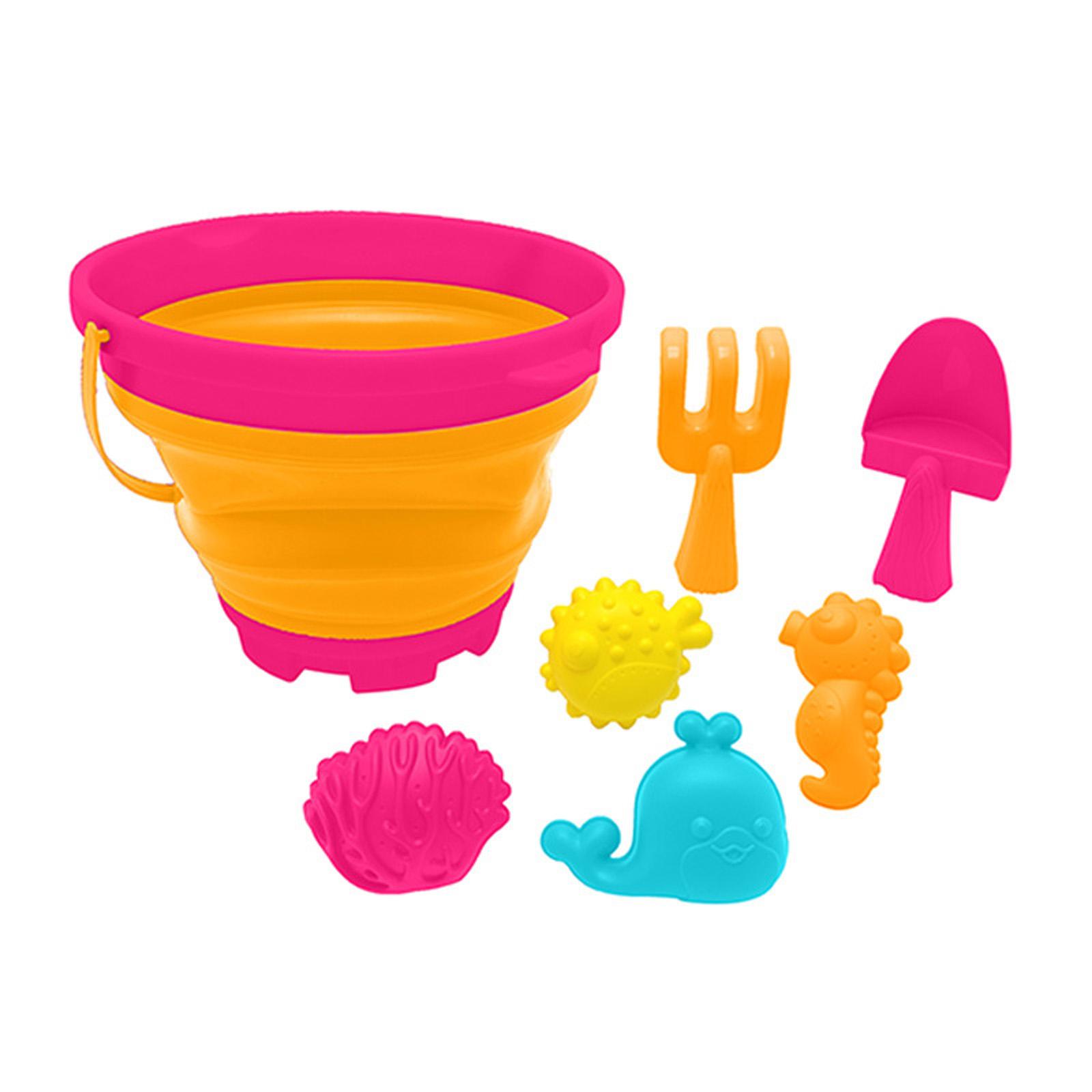 

Детский набор для пляжа, складное пляжное ведро для путешествий, пляжная игрушка с формочкой для песка, лопаткой и граблями, подходит для маленьких мальчиков и девочек One Size