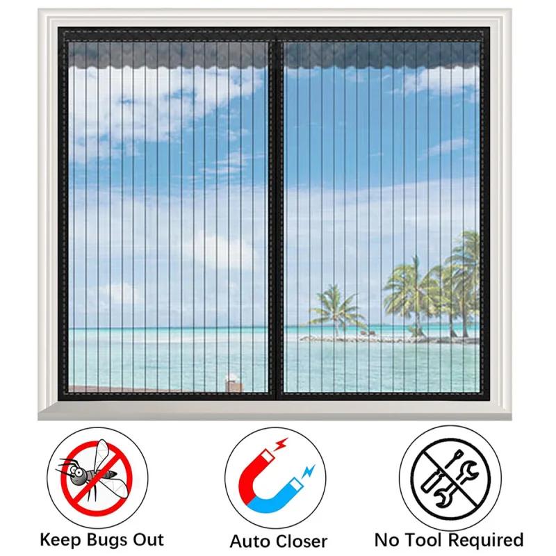 Summer Self-adhesive Window Screen Anti-Mosquito Prevent Flying Insects Invisible Mesh Curtains Removable Magnetic Screen Window
