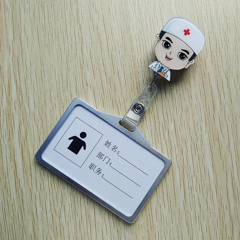 Cartoon Nurse Doctor Hospital Medical Keychains Retractable Brooch Badge Reel Clip ID IC Name Card Holders Gifts