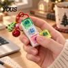 Portable Sensory Toy for Anxiety Christmas Mechanical Keyboard Fidget Keychain, Push Button Stress Relief Tree Hanging Ornament with Reindeer