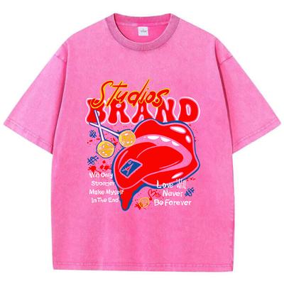 Oversized Woman Washed T-Shirts Studios Brand Print Short Sleeve Cotton Crewneck Oversize Tops Vintage Street Clothes