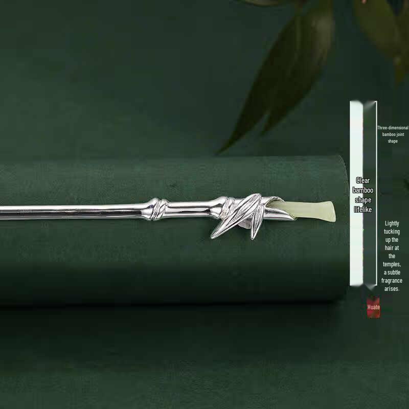 Jiu Wen Bao Stříbrná 925 Zelený Bambusový Vlasový Špendlík